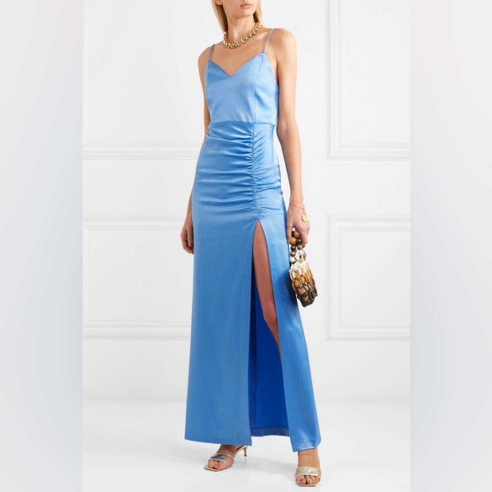 Alice + Olivia Diana V-neck high slit maxi dress